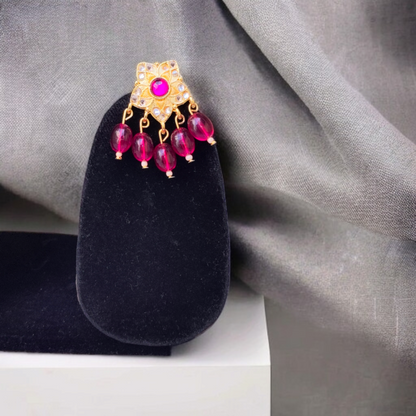 Rajputi Red Gold Plated Jewelry Set - Traditional Rajasthani Necklace Earrings Set with Kundan Work for Wedding, Party & Festival Wea